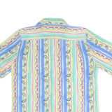 Womens Blue & Pastel Printed Shirt Short Sleeve Collared XL Cotton Blend Casual