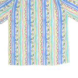 Womens Blue & Pastel Printed Shirt Short Sleeve Collared XL Cotton Blend Casual