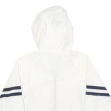 Womens White & Black Striped Hooded Zip Jacket M Polyester Plain Casual