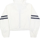 Womens White & Black Striped Hooded Zip Jacket M Polyester Plain Casual