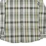 NAUTICA Mens Green & Beige Check Shirt XL Cotton Blend Slim Fit Casual Long