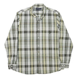 NAUTICA Mens Green & Beige Check Shirt XL Cotton Blend Slim Fit Casual Long
