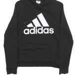 ADIDAS Womens Black Hoodie XS Cotton Blend Pullover Logo Sweatshirt