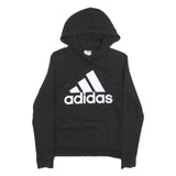 ADIDAS Womens Black Hoodie XS Cotton Blend Pullover Logo Sweatshirt