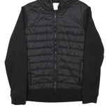 RESERVED Mens Black Hooded Zip Jacket S Polyester Blend Plain Lightweight