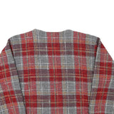 Womens Red & Grey Plaid Wool Blend Button Jacket XS Woven Cropped Classic