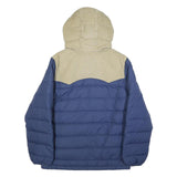 LEVI'S Mens Blue & Beige Puffer Jacket M Polyester Quilted Outdoor Zip Hooded