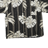 PURITAN Mens Black Beige Tropical Print Cotton Blend Shirt XL Short Sleeve