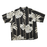 PURITAN Mens Black Beige Tropical Print Cotton Blend Shirt XL Short Sleeve