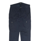 YOUR TURN Mens Cotton Blend Navy Regular Cargo Trousers W30 L34 Casual Zip Fly