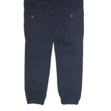 YOUR TURN Mens Cotton Blend Navy Regular Cargo Trousers W30 L34 Casual Zip Fly