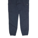 YOUR TURN Mens Cotton Blend Navy Regular Cargo Trousers W30 L34 Casual Zip Fly