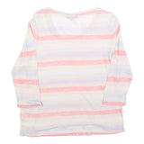 TOMMY HILFIGER Womens White Pink Blue Striped Basic Top 3/4 Sleeve Round Neck L