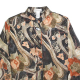 DRAPERS & DAMONS Womens Black & Orange Floral Printed Blouse Long Sleeve Button