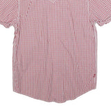 LEVI'S Mens Red & White Check Shirt S Short Sleeve Cotton Blend Casual Summer