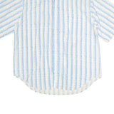 WEEDS Mens White & Blue Striped Shirt M Cotton Casual Short Sleeve Summer