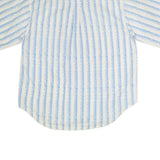 WEEDS Mens White & Blue Striped Shirt M Cotton Casual Short Sleeve Summer