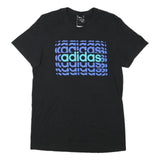ADIDAS Mens Black & Blue Graphic T-Shirt S Short Sleeve Crew Neck Cotton Blend