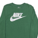 NIKE Mens Green Long Sleeve Crew Neck Cotton Blend T-Shirt S Logo Camouflage