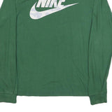 NIKE Mens Green Long Sleeve Crew Neck Cotton Blend T-Shirt S Logo Camouflage