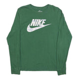 NIKE Mens Green Long Sleeve Crew Neck Cotton Blend T-Shirt S Logo Camouflage