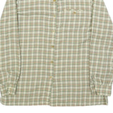 DELMOD Womens Cream & Green Check Shirt UK 12 Classic Cotton Blend Long Sleeve