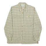 DELMOD Womens Cream & Green Check Shirt UK 12 Classic Cotton Blend Long Sleeve