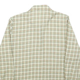 DELMOD Womens Cream & Green Check Shirt UK 12 Classic Cotton Blend Long Sleeve
