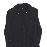 GUESS Womens Black Shirt Long Sleeve Button Neck S Lightweight Polyester