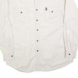 BIG STAR Mens White Shirt M Cotton Blend Button Long Sleeve Casual Pocket