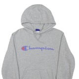 CHAMPION Mens Grey Pullover Hoodie M Classic Logo Cotton Blend