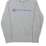 CHAMPION Mens Grey Pullover Hoodie M Classic Logo Cotton Blend