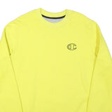 CHAMPION Mens Yellow Crew Neck L Cotton Blend Logo Sweatshirt