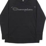 CHAMPION Womens Black Hoodie S Cotton Blend Pullover Logo Sweatshirt