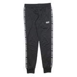 ADIDAS Womens Joggers Black & White Logo Tape Slim Tapered UK 10 W28 L29