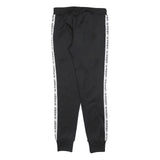 ADIDAS Womens Joggers Black & White Logo Tape Slim Tapered UK 10 W28 L29