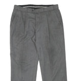 HAGMAN Mens Wool Blend Grey Regular Fit Straight Leg Trousers W34 L28 Smart Work