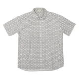 MAUI Mens Grey Pattern Cotton Blend Shirt L Casual Short Sleeve Button
