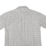 MAUI Mens Grey Pattern Cotton Blend Shirt L Casual Short Sleeve Button