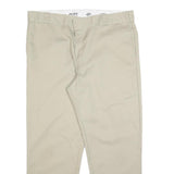 DICKIES Mens Regular Fit Beige Cotton Blend Zip Trousers W42 L30 Classic