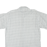 Mens White & Black Patterned Cotton Blend Shirt L Casual Button-Up Summer