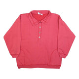 PRO SPIRIT Womens Red Polo Collar L Cotton Blend Sweatshirt Casual Pullover
