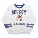 DISNEY Womens White & Navy Mickey And Friends Crew Neck M Cotton Sweatshirt