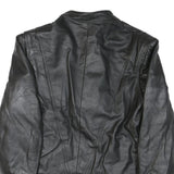 GOLDEN CROWN Mens Black Leather Biker Jacket M Zip Plain Stylish Fit