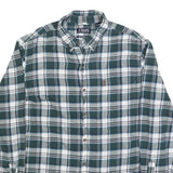 CHAPS Mens Green & White Check Shirt XL Cotton Blend Button Down Casual