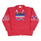 VICTORIA SPORT Womens Red Patterned Pullover Jumper Polyester L Activewear