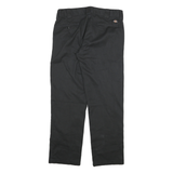 DICKIES Mens Cotton Blend Black Slim Fit Straight Trousers W32 L30 Workwear