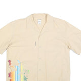 TRIBORD Mens Beige Hawaiian Shirt L Floral Print Cotton Blend Casual Summer