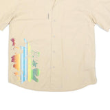 TRIBORD Mens Beige Hawaiian Shirt L Floral Print Cotton Blend Casual Summer