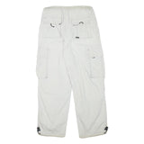 YES OR NO Mens Relaxed Drawstring Cotton Blend White Cargo Trousers W32 L29